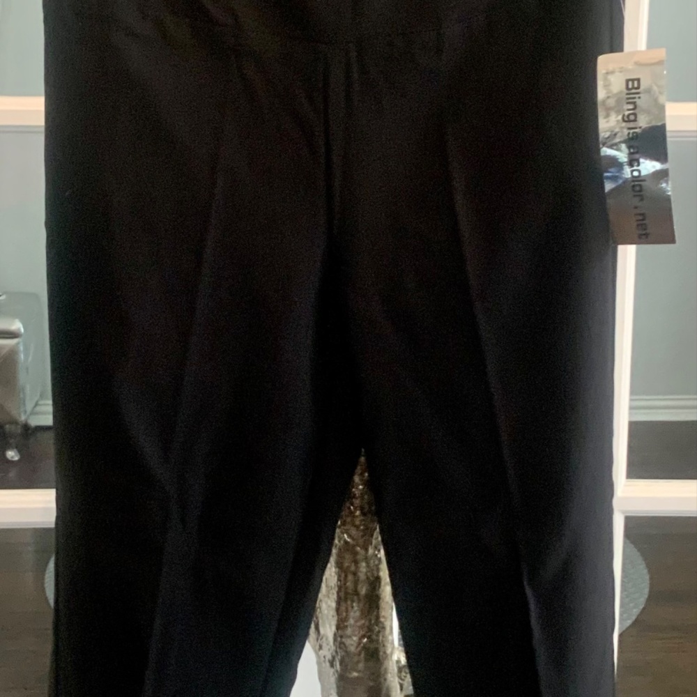 Black Rhinestone Leg Pants - Picture 4 of 6